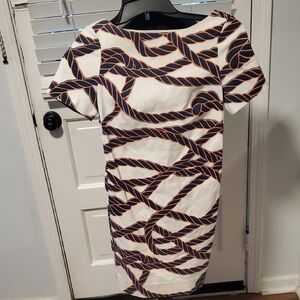 Maeve Rope Print Mini Dress - White and Navy